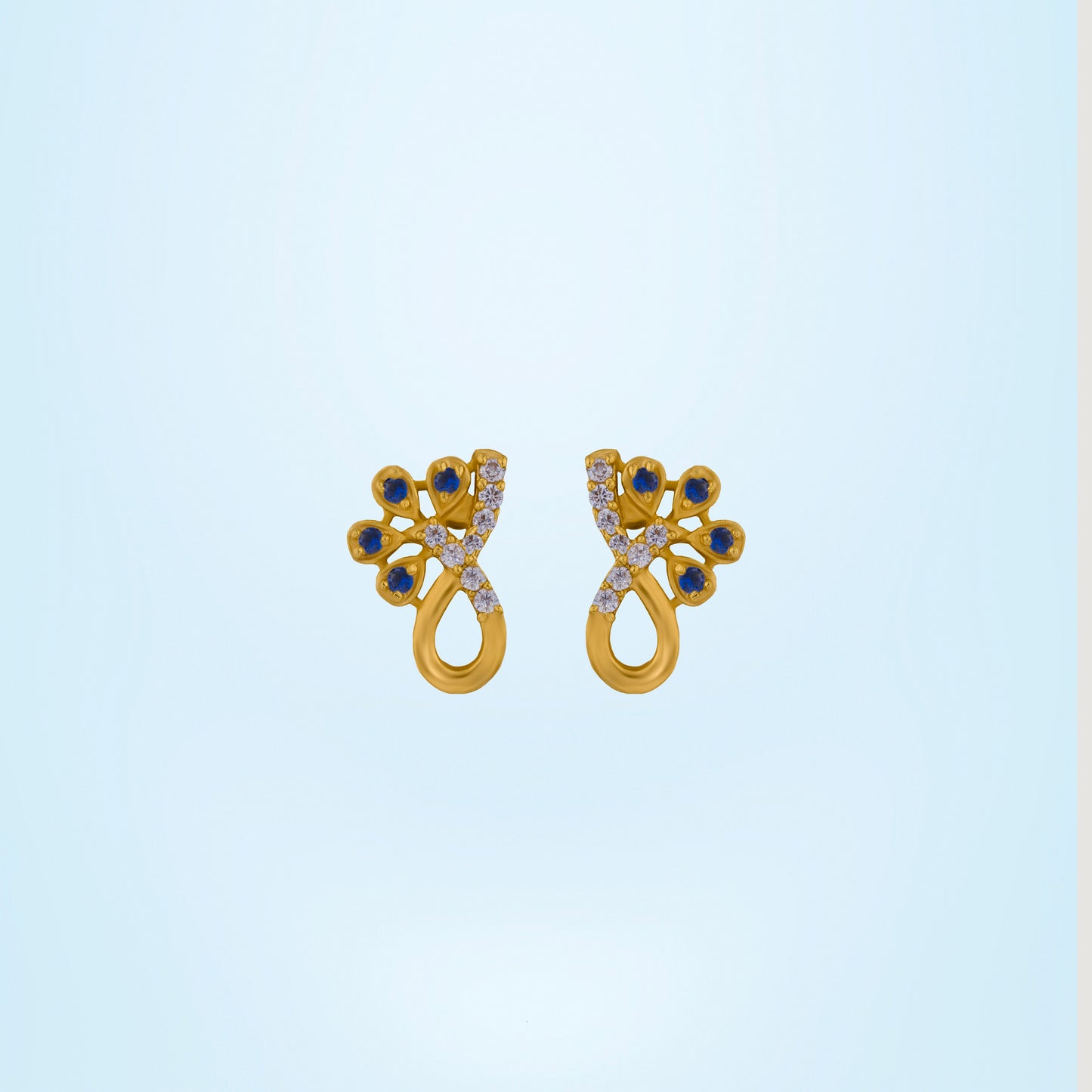 golden plated cz stud earrings