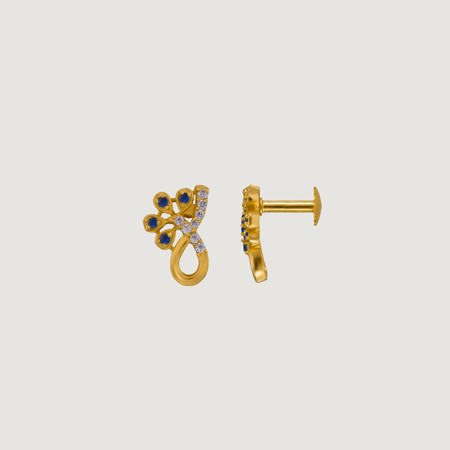 golden plated cz stud earrings