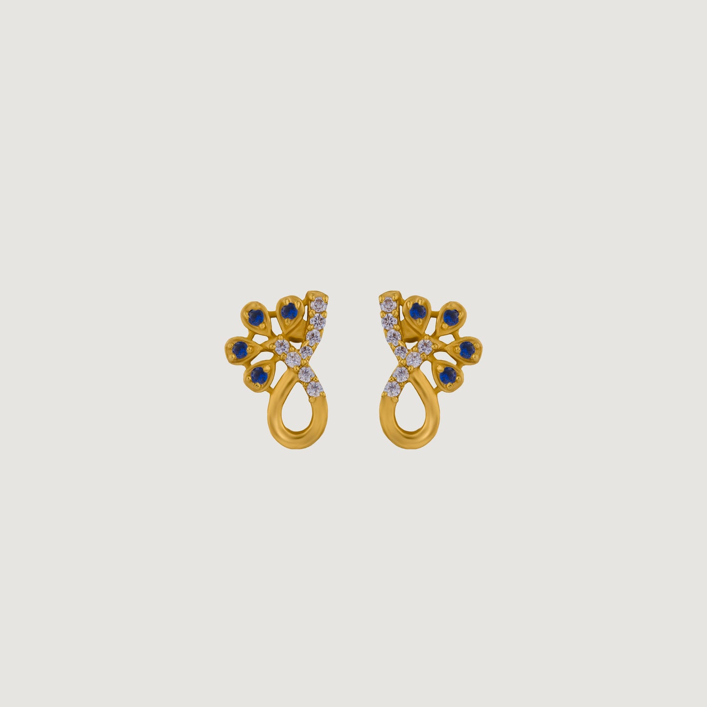 golden plated cz stud earrings