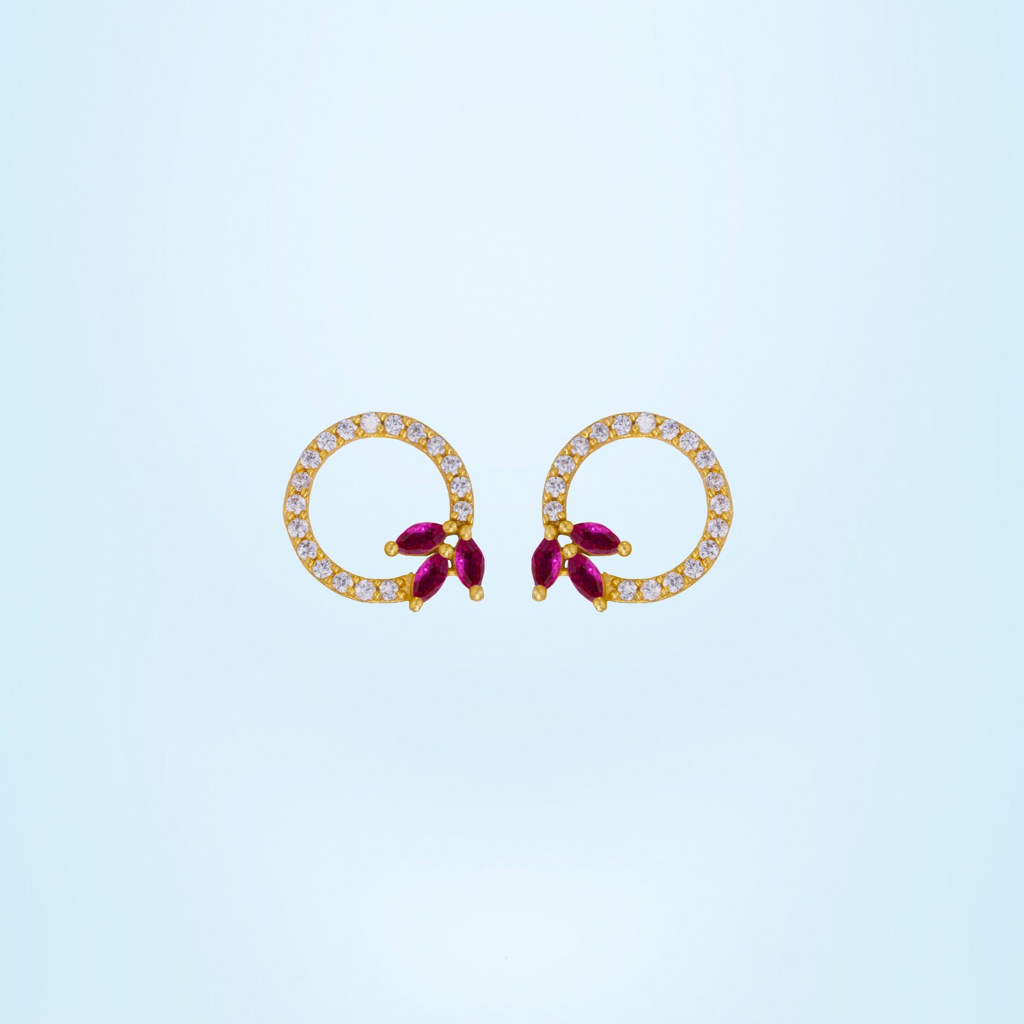 pair of golden and cubic earrings