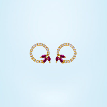 Pair of Golden and Cubic Earrings