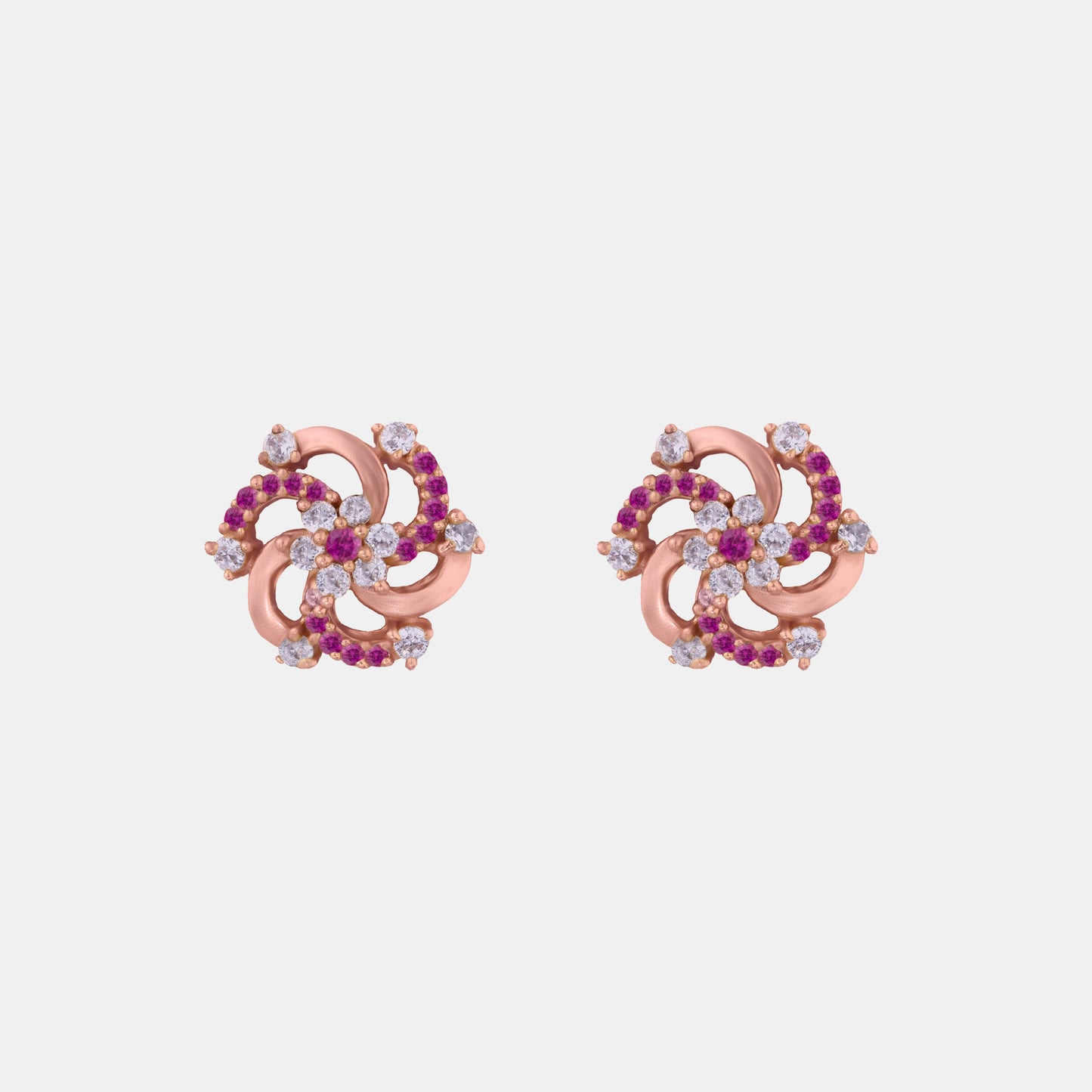 red diamond and rose gold earrings