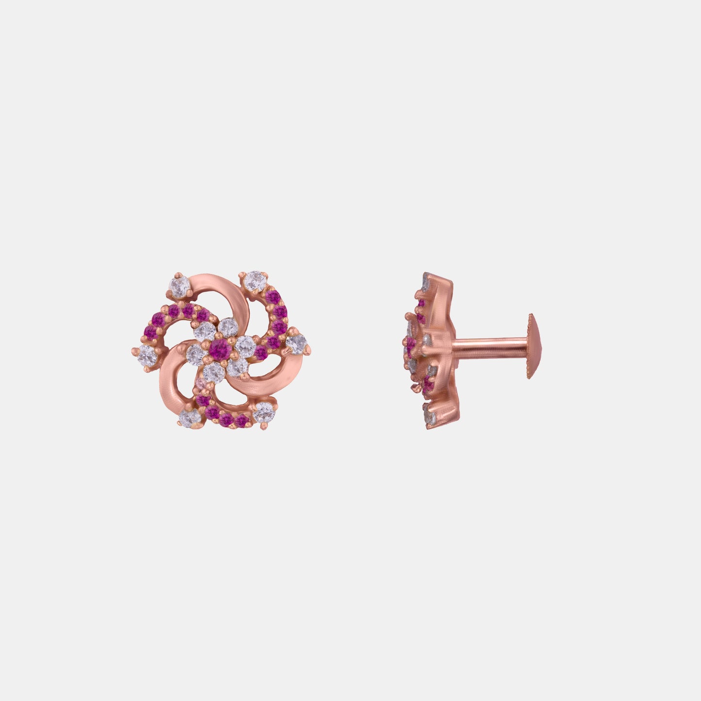 red diamond and rose gold earrings