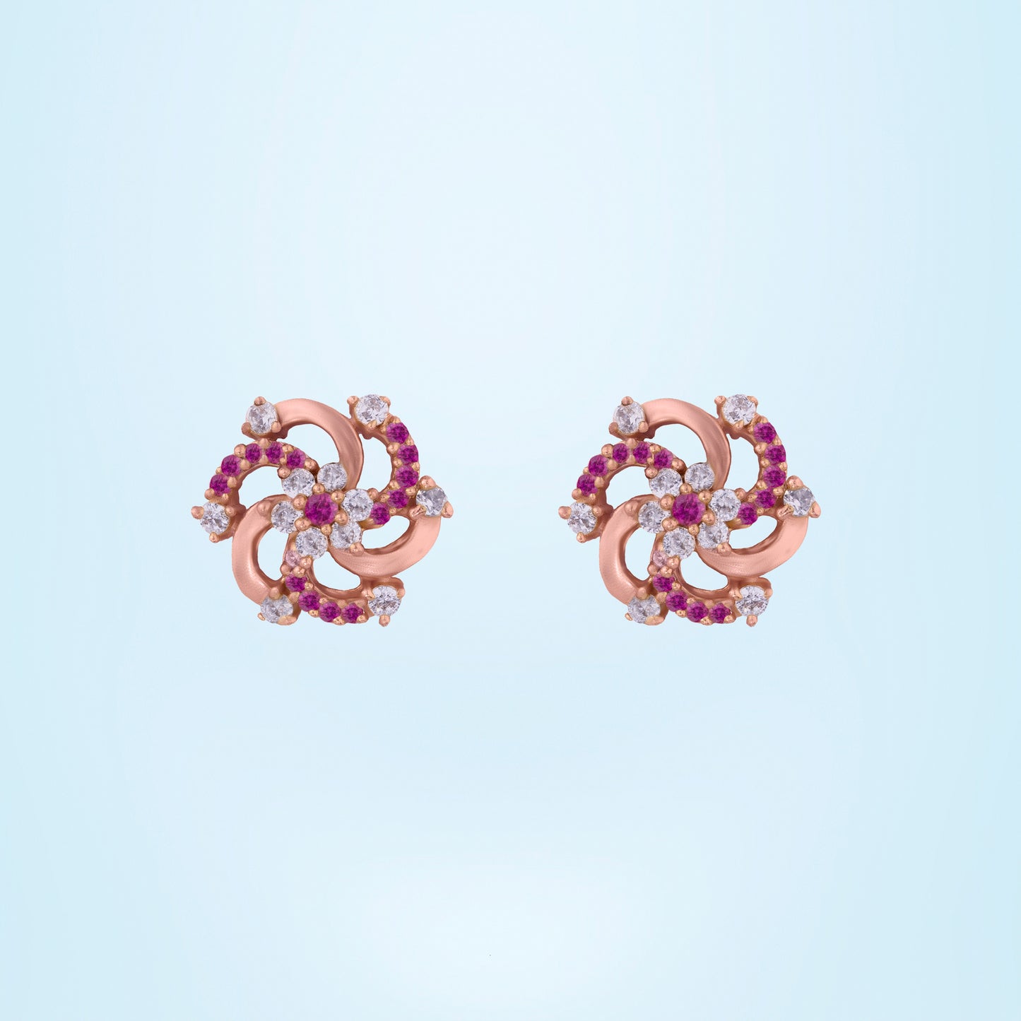 red diamond and rose gold earrings