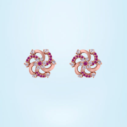 Red Diamond and Rose Gold Earrings