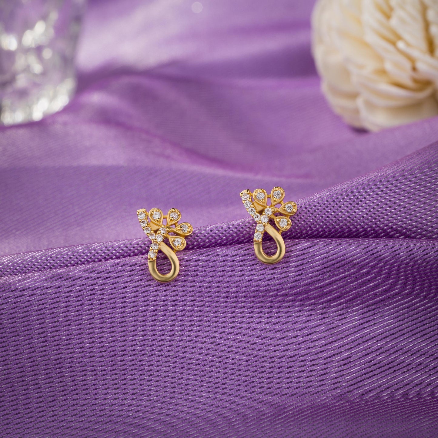 golden plated cz stud earrings