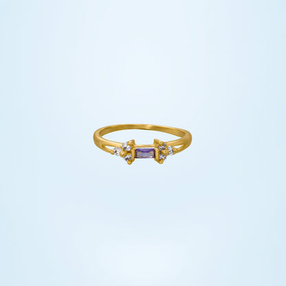 Golden Ring with a Stone and Two White Diamonds