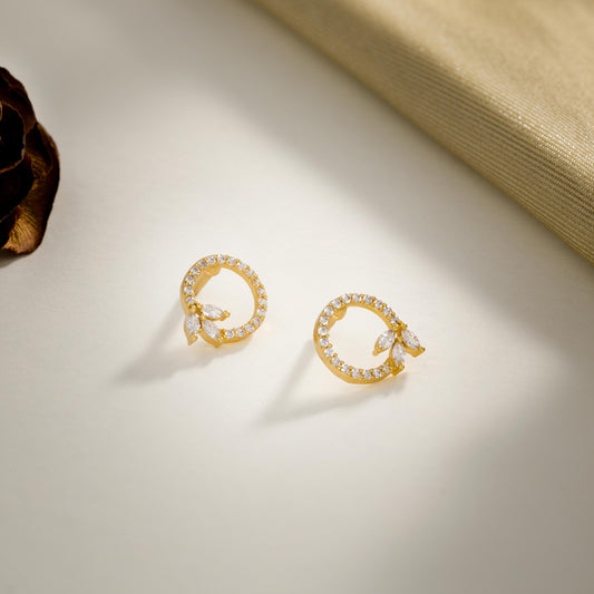 Pair of Golden and Cubic Earrings