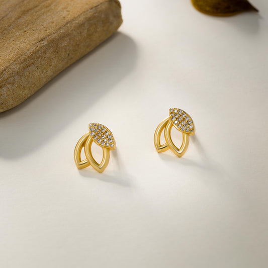 Pair of Golden Earrings with Diamonds