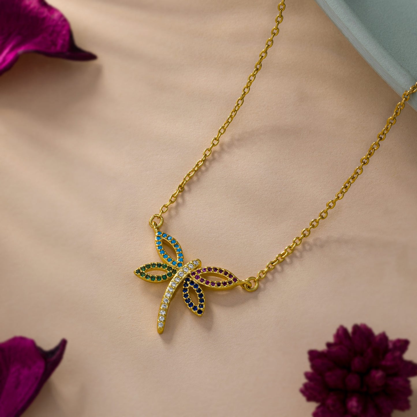 colorful dragonfly necklace