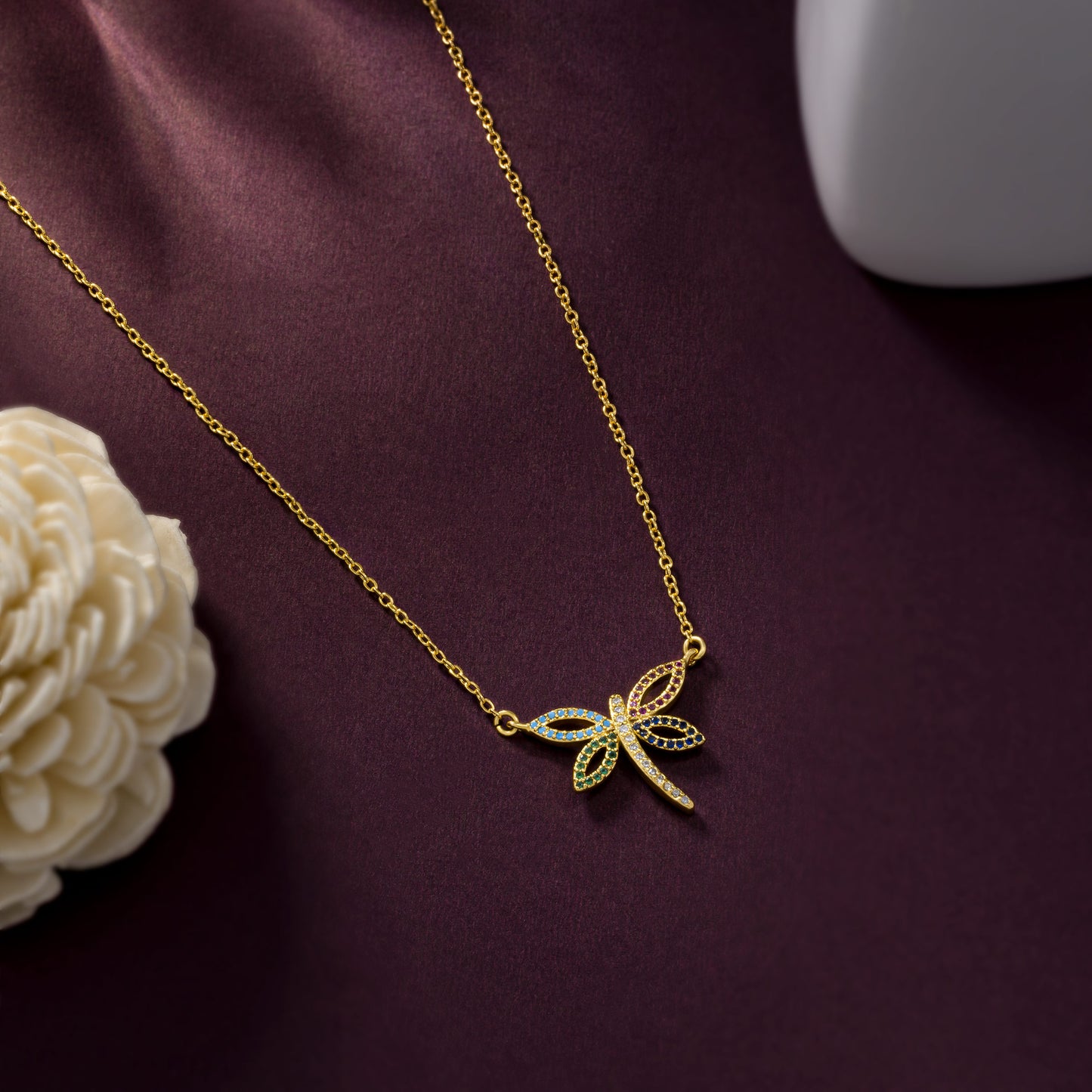 colorful dragonfly necklace