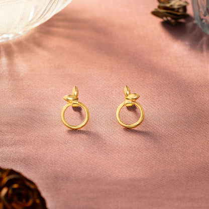 Pair of Golden Earrings with a Flower