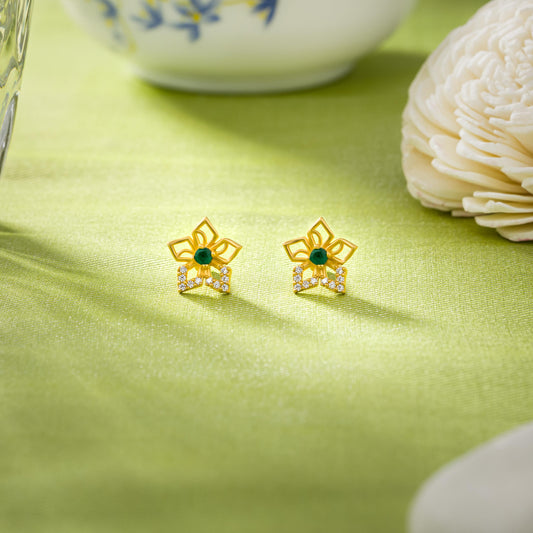 Green Emerald Blossom Earrings