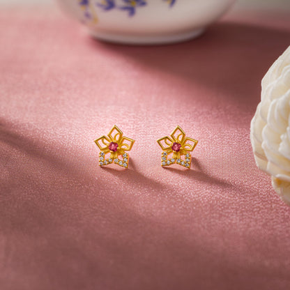 Red Emerald Blossom Earrings