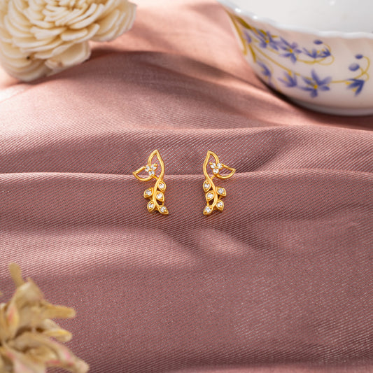 Pair of Golden Earrings with Diamonds