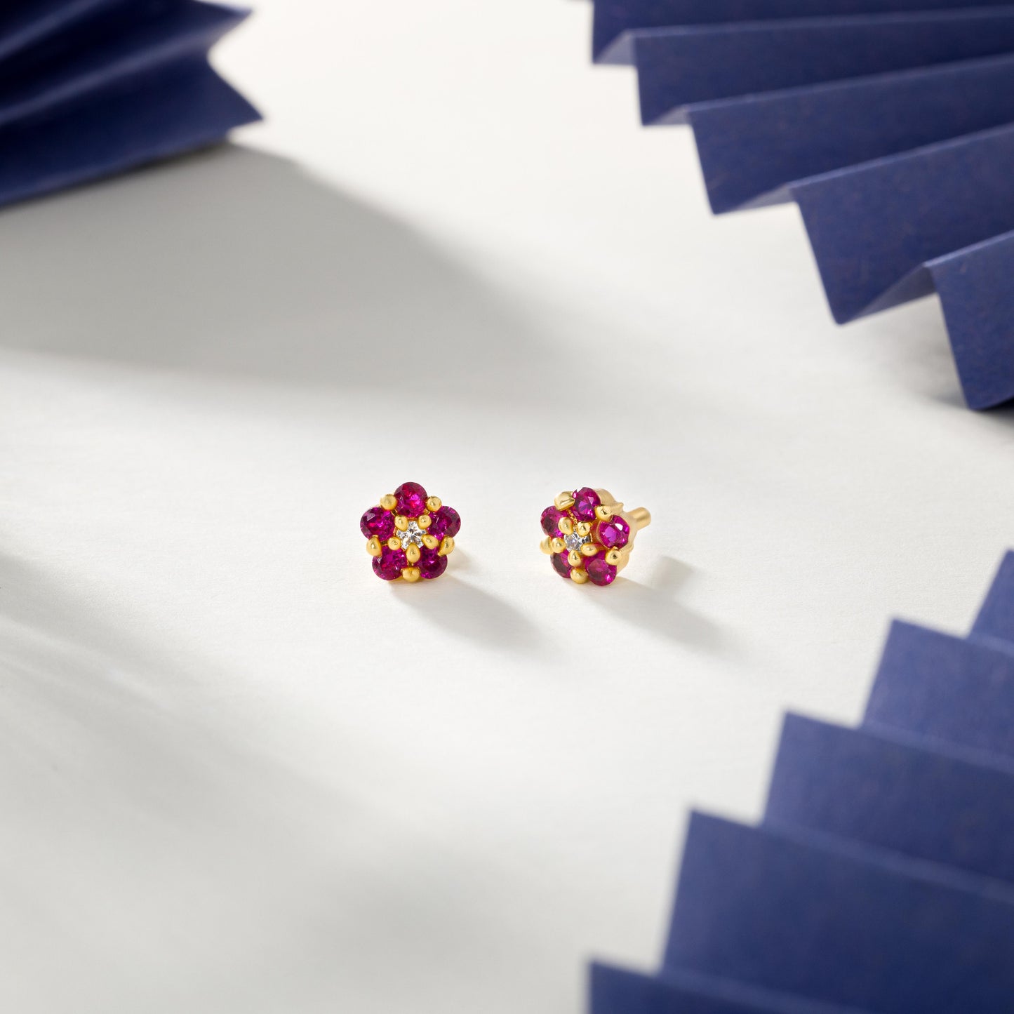 radiant ruby blossom studs