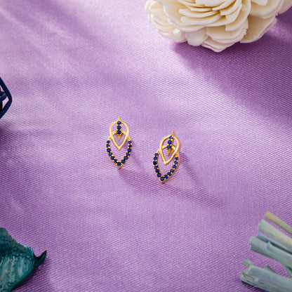 Royal Sapphire Leaf Studs