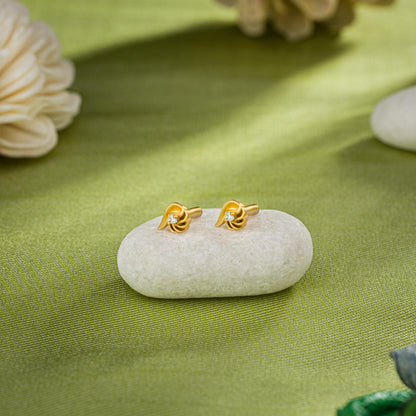 Pair of Golden Earrings with a Stone