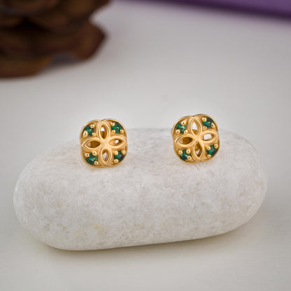 Green Harmony Square Studs