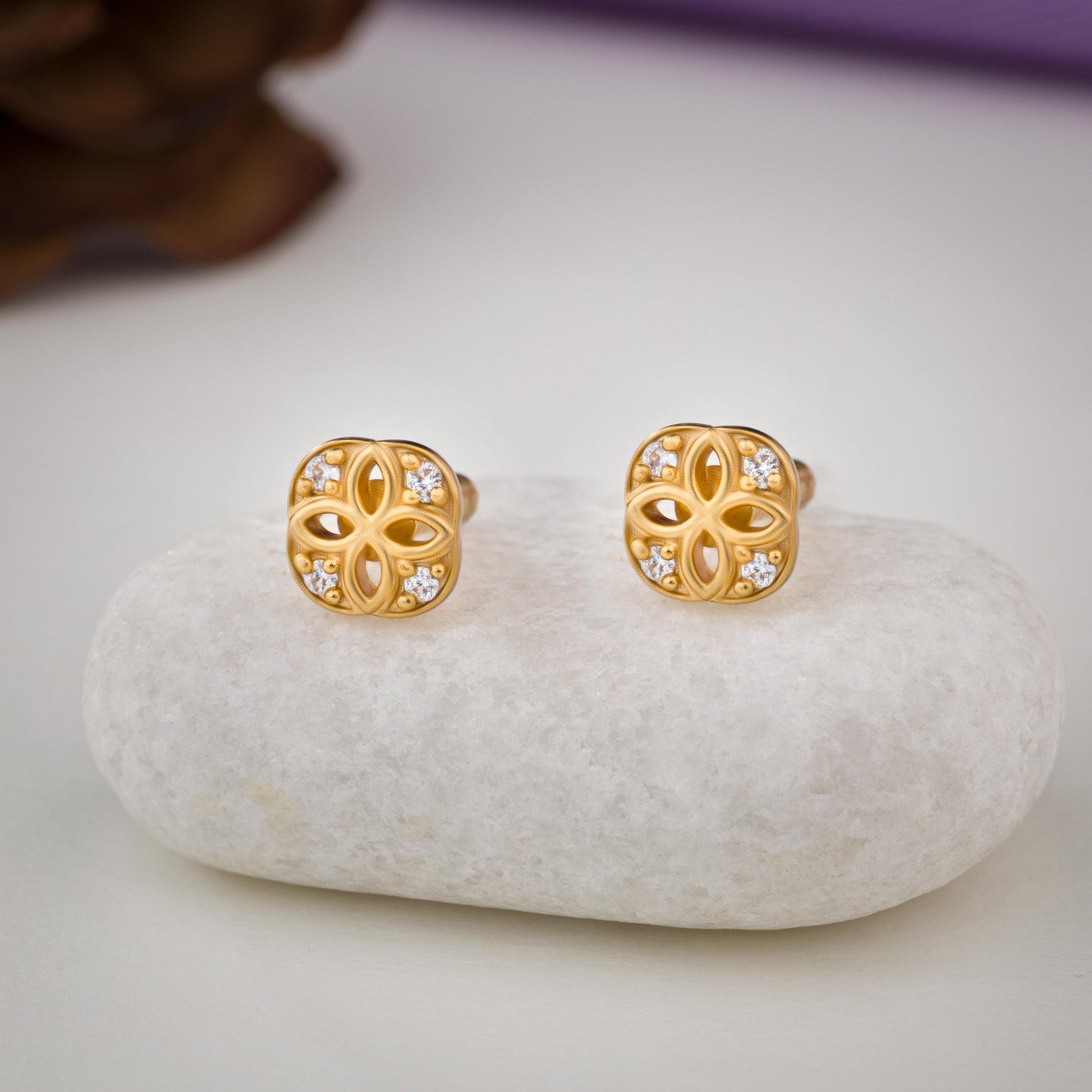 white harmony square studs