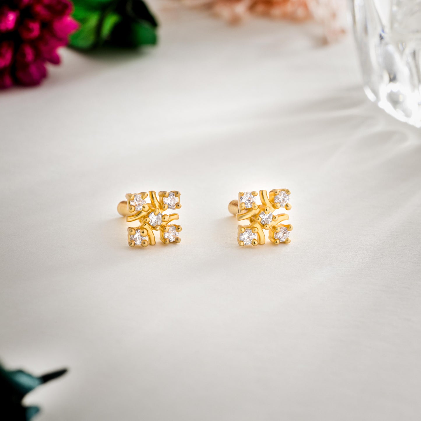 white mosaic square studs