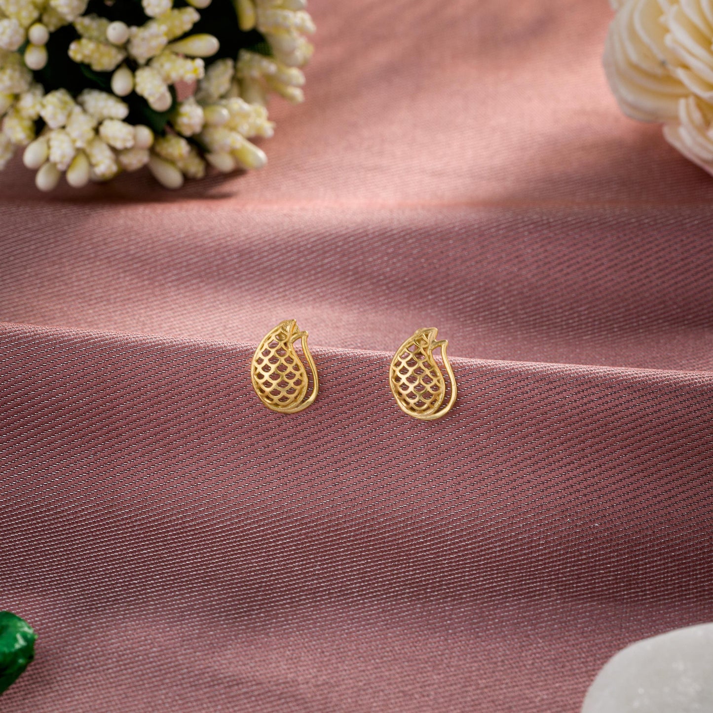 pair of golden pine earrings