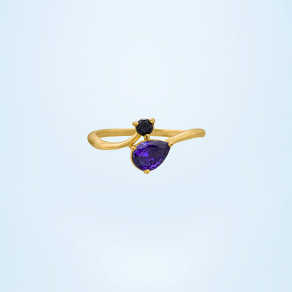 Golden Ring with a Trillion Cut Sapphire Stone