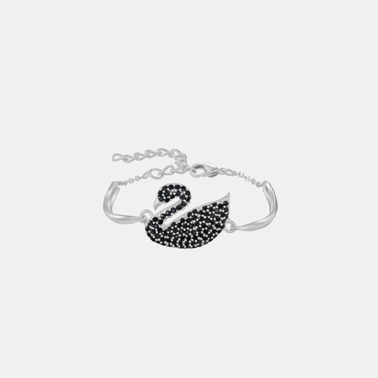 silver bracelet with a swan on it