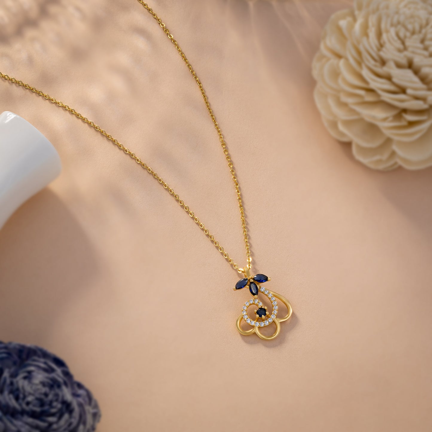 blue floral elegance pendant