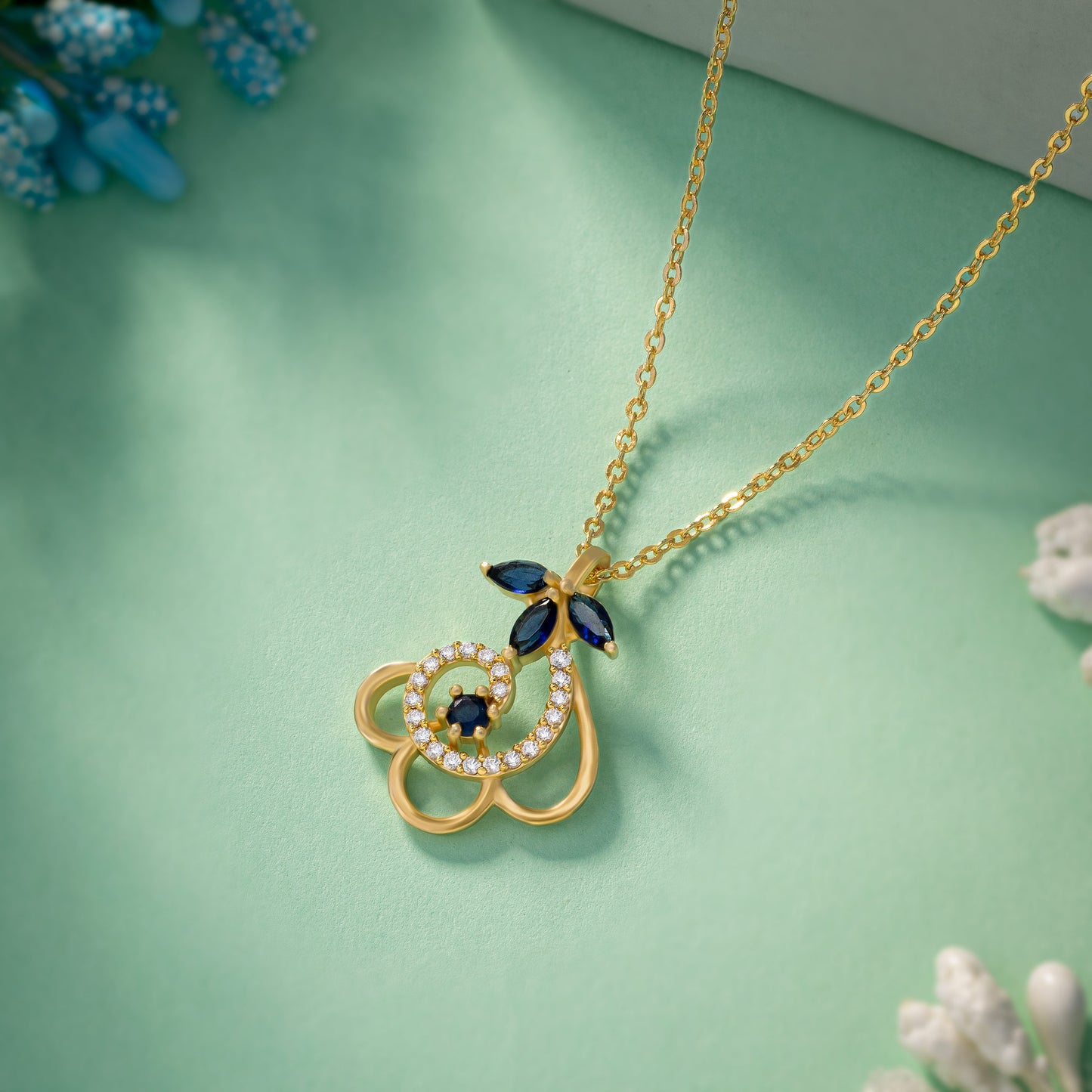 blue floral elegance pendant