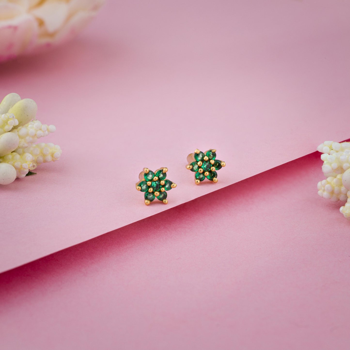 green bloom petite studs