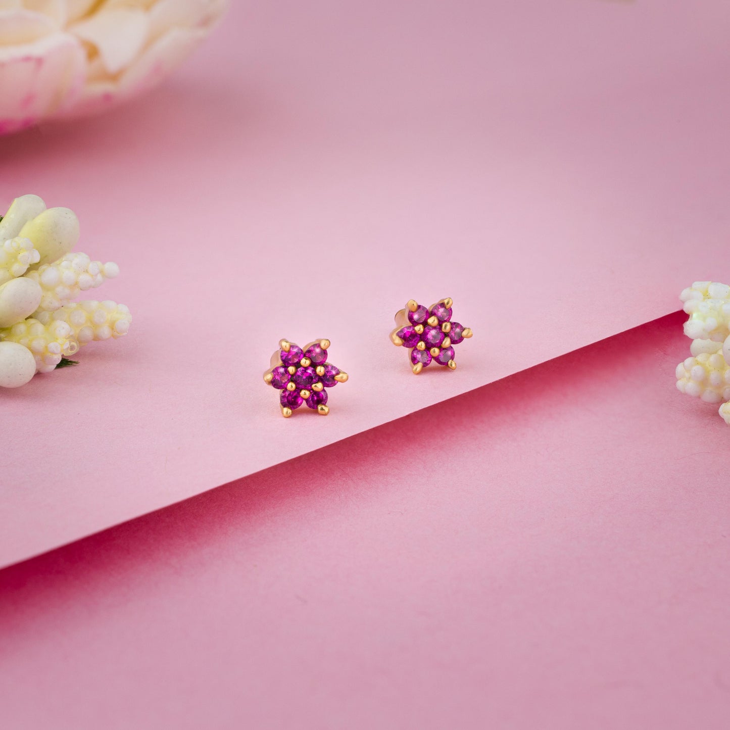 red bloom petite studs