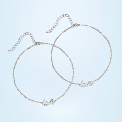 Silver Love Duo Anklet