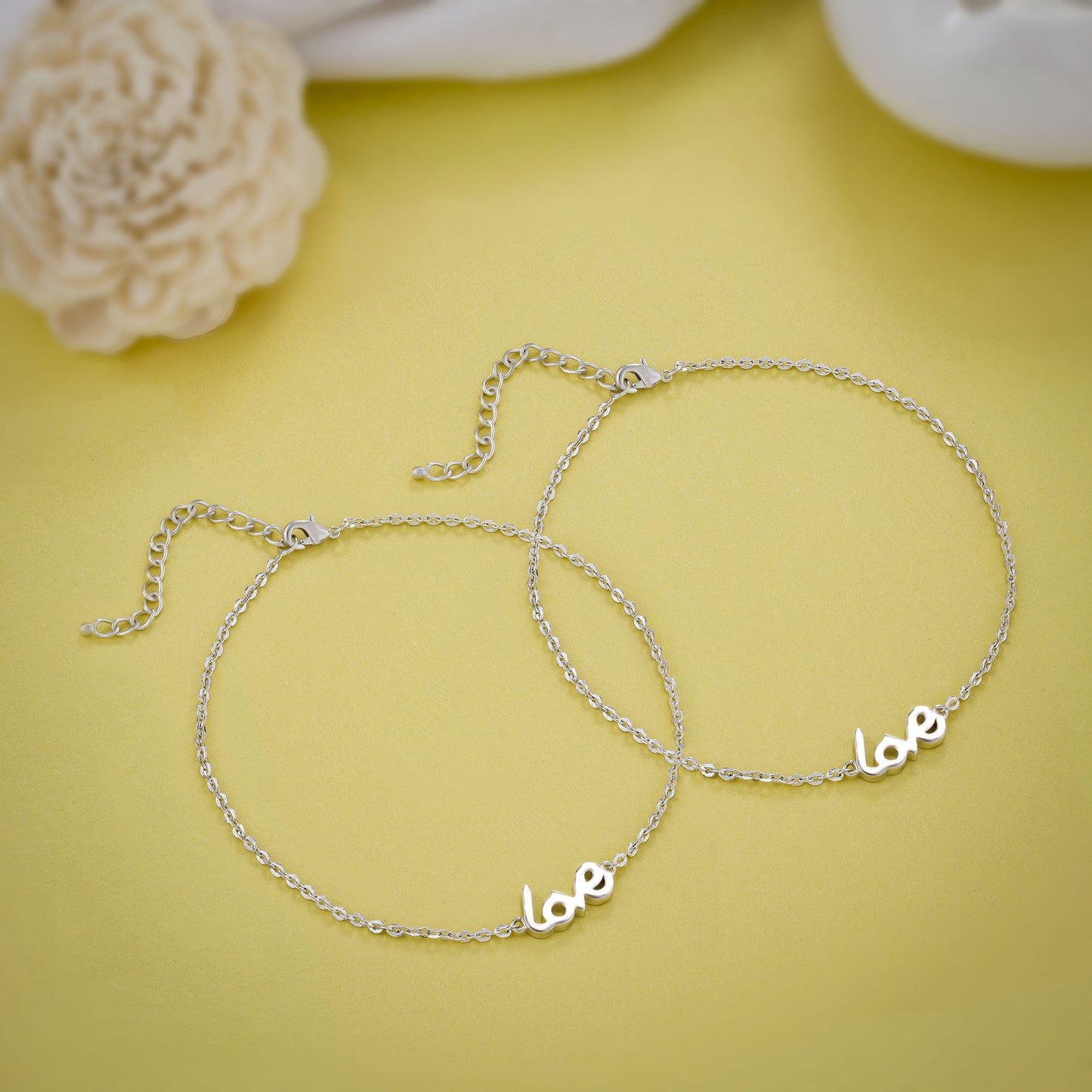 silver love duo anklet