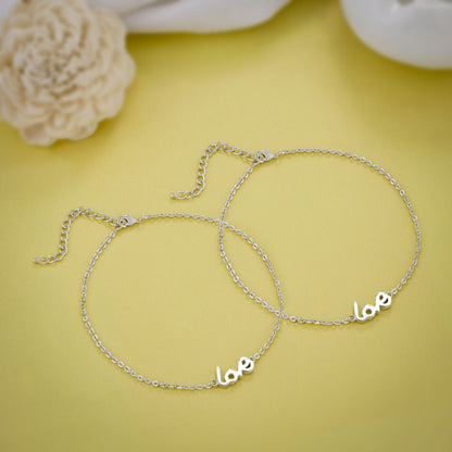 Silver Love Duo Anklet