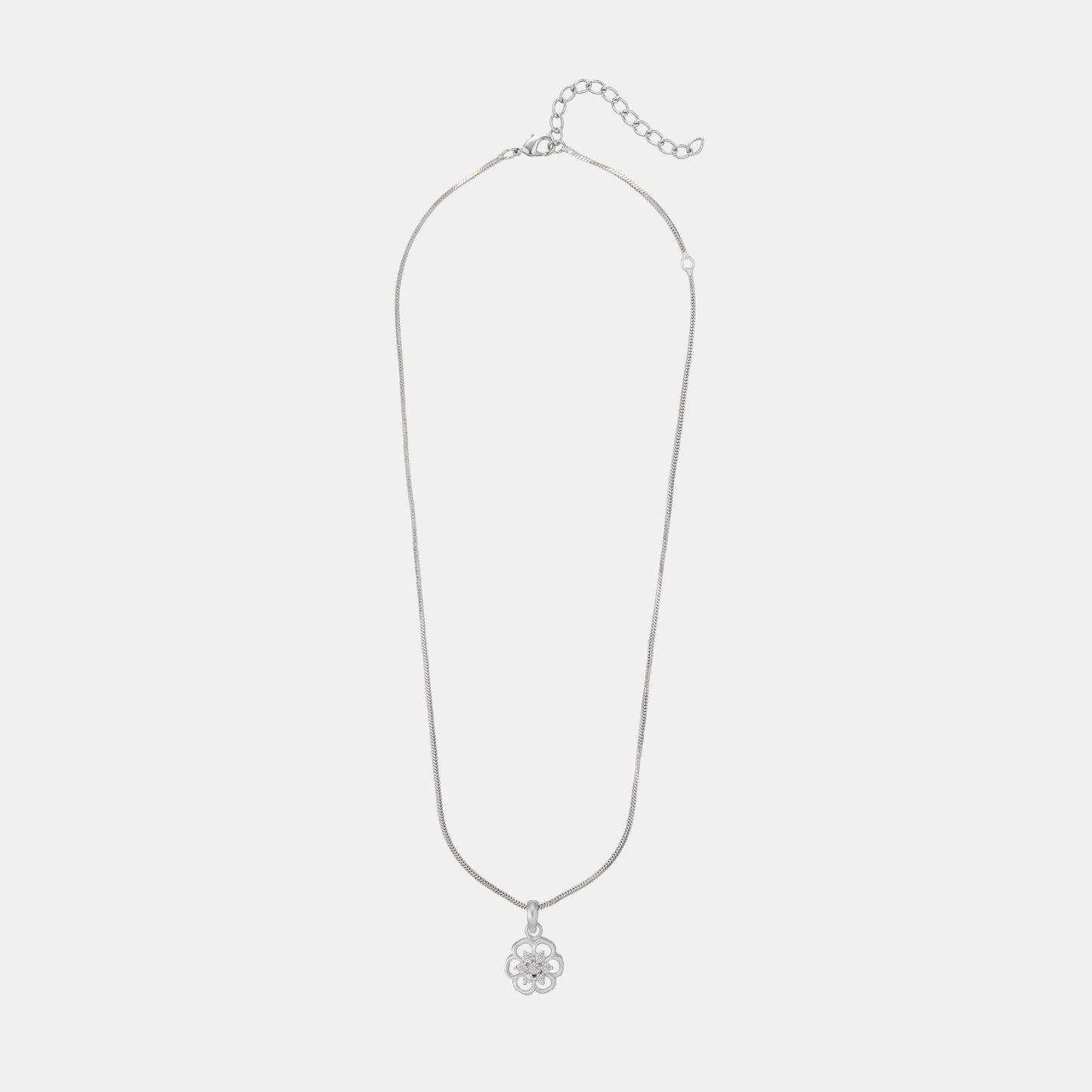 white stone stunning silver necklace featuring a round pendant