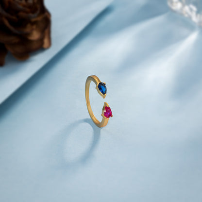 Golden Ring with a Stone and a Diamond