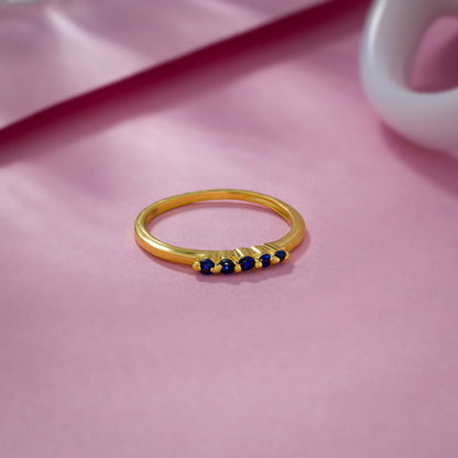 Golden Ring with Blue Sapphire Stones