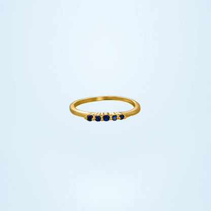 Golden Ring with Blue Sapphire Stones