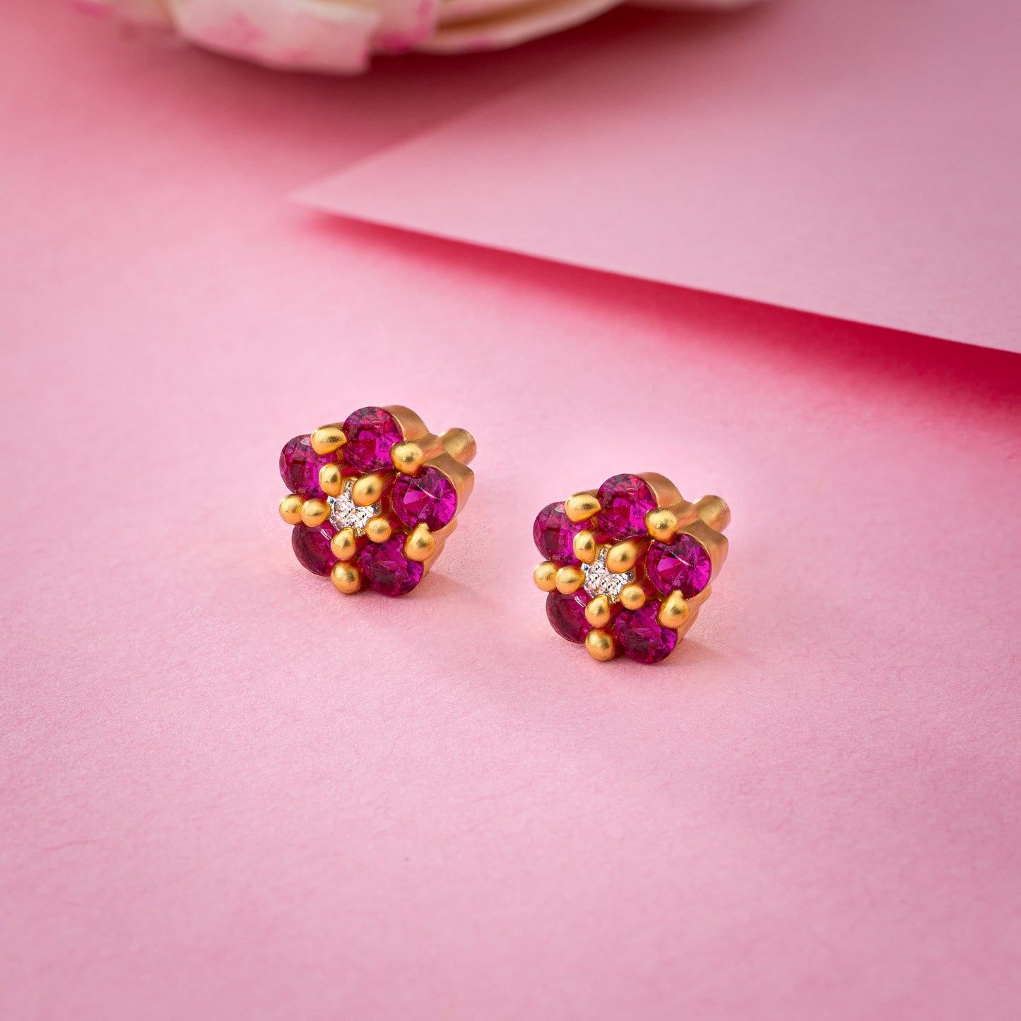 radiant ruby blossom studs