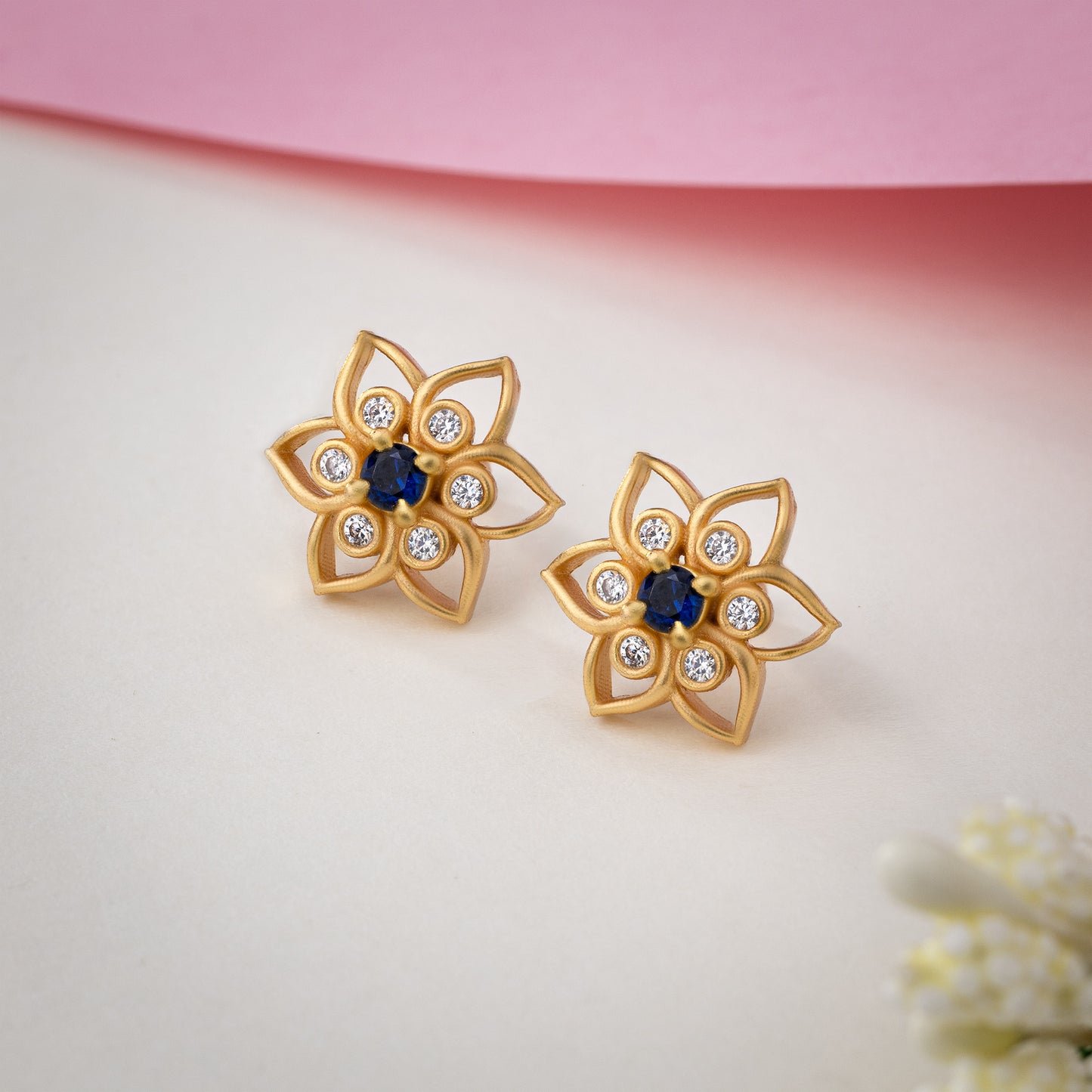 blue golden bloom studs