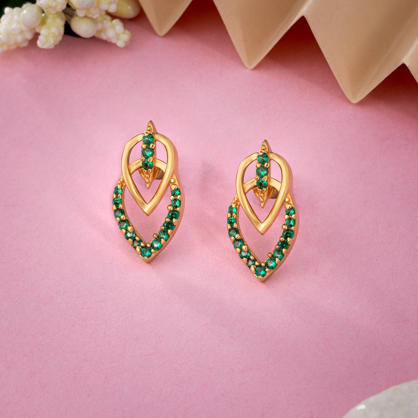 earring_green stone_golden_1