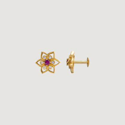 Red Golden Bloom Studs