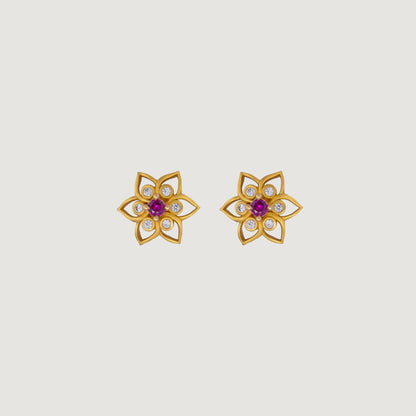 Red Golden Bloom Studs