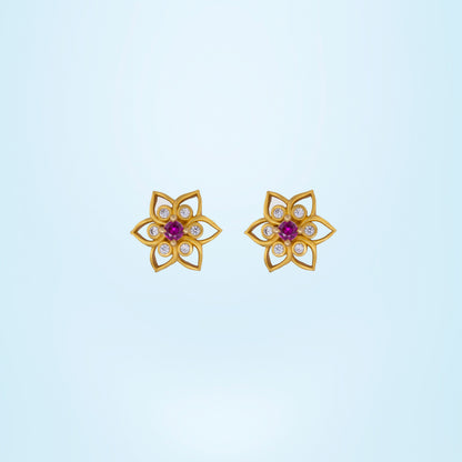 Red Golden Bloom Studs