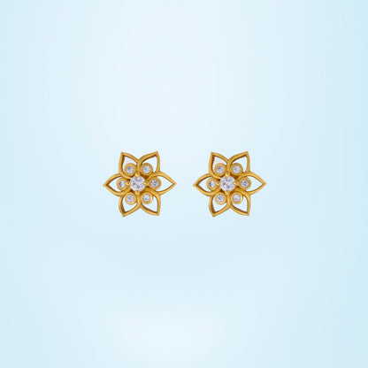 White Golden Bloom Studs