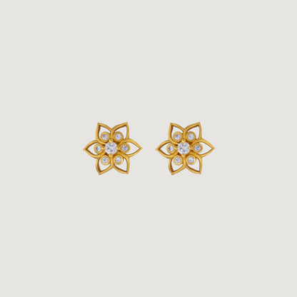 White Golden Bloom Studs