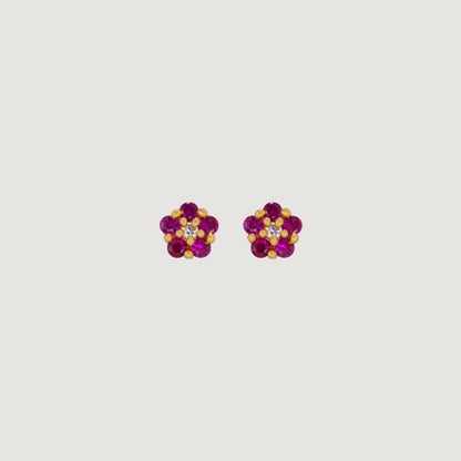 Radiant Ruby Blossom Studs