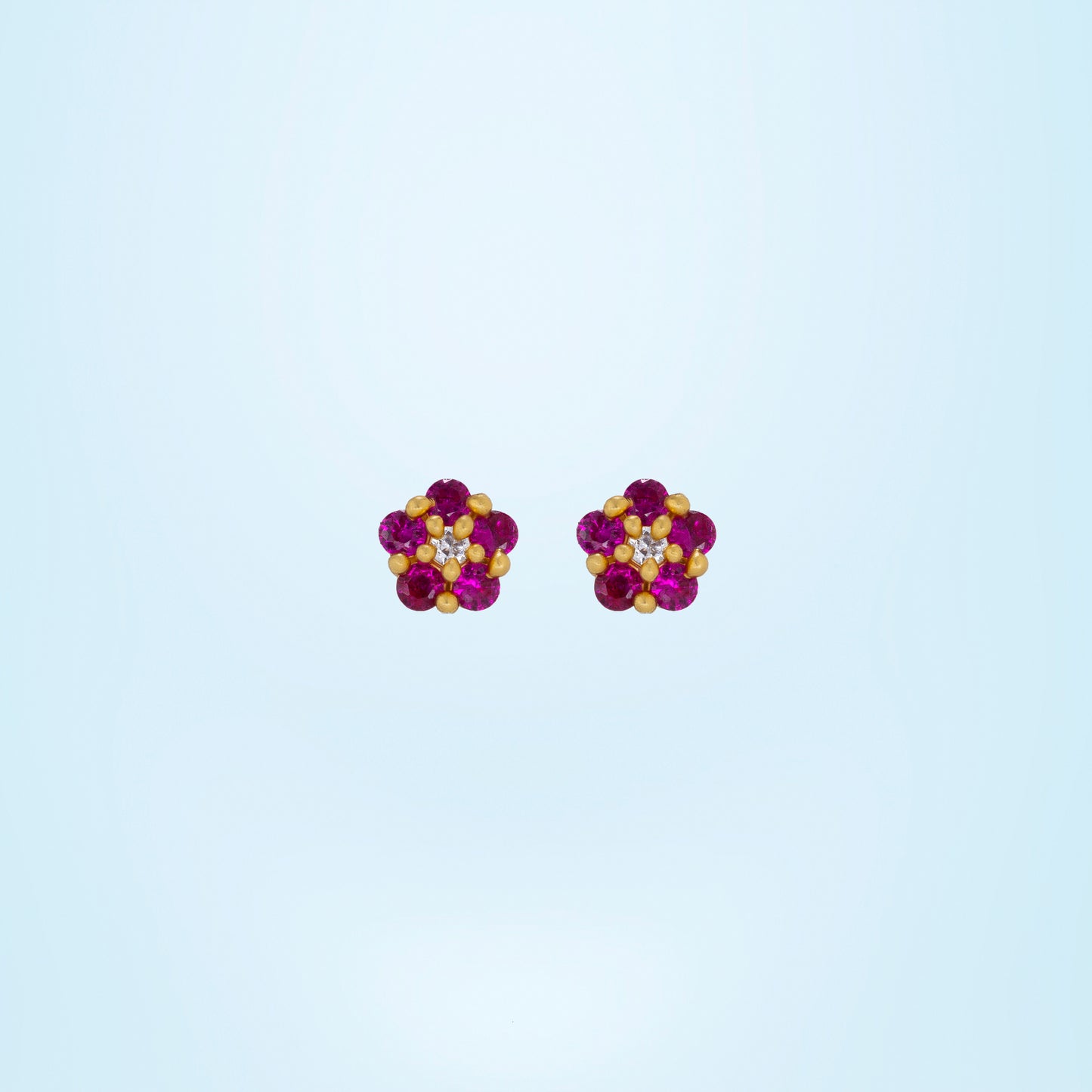 radiant ruby blossom studs