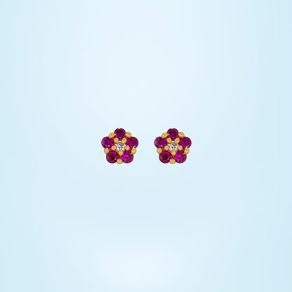 Radiant Ruby Blossom Studs